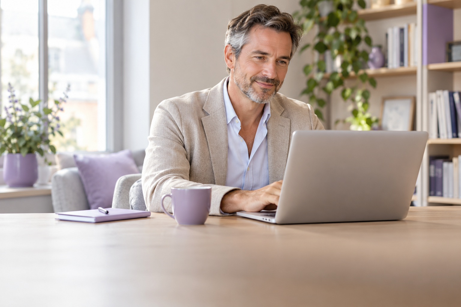Formateur qui remplit sa candidature en ligne sur son ordinateur portable