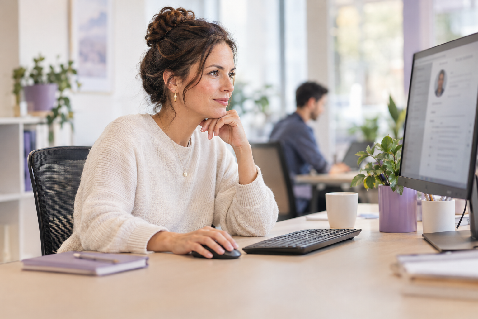 Conseillère Mes Formations Business qui étudie un profil de formateur